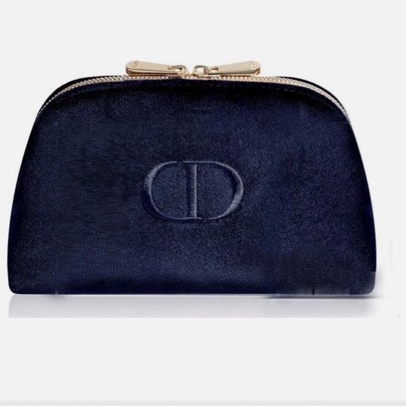 DIOR | Blue Velvet CD Logo Cosmetic Bag NWT - Picture 2 of 2